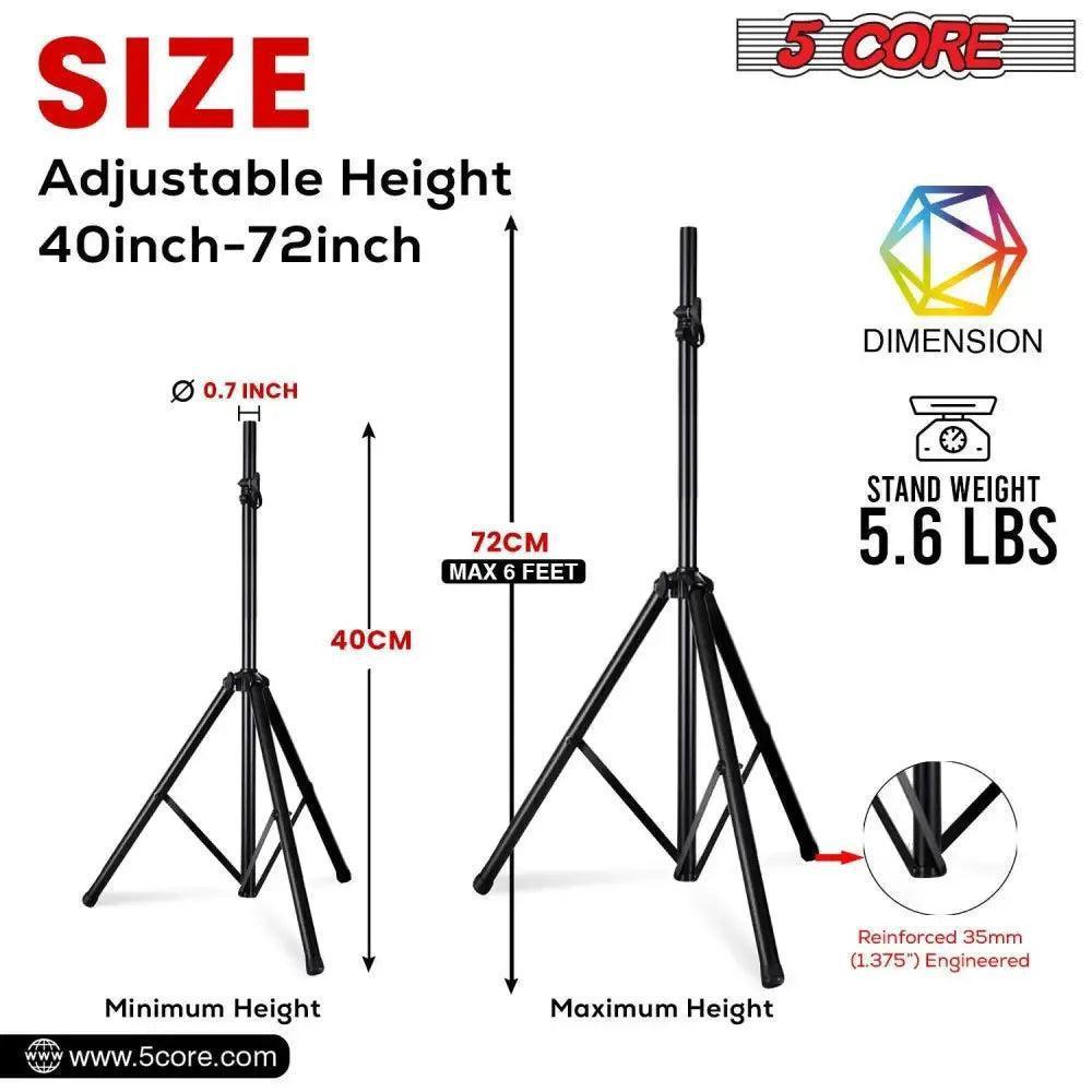 5 Core Speaker Stand Tripod Heavy Duty Adjustable Up to 72 Inch DJ - petguardiansupplies