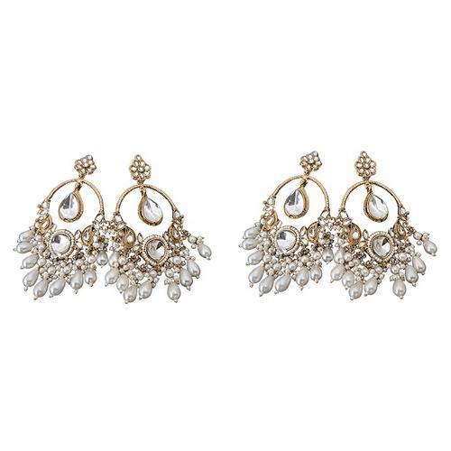 Plated Zircon Studded Drop Earrings PACK OF 2 (Color-WHITE&GOLDEN) - petguardiansupplies