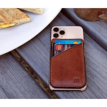 Adhesive Phone Wallet: Genuine Leather Card Holder - petguardiansupplies