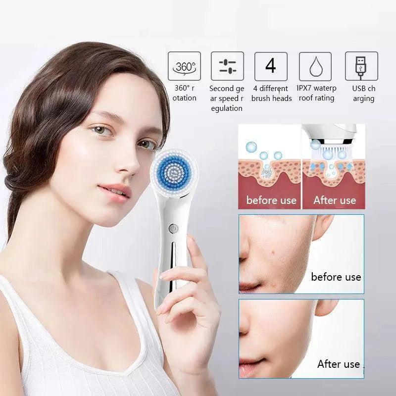 Electric Facial Cleansing Brush EMS Lifting and Introduction Massager - petguardiansupplies