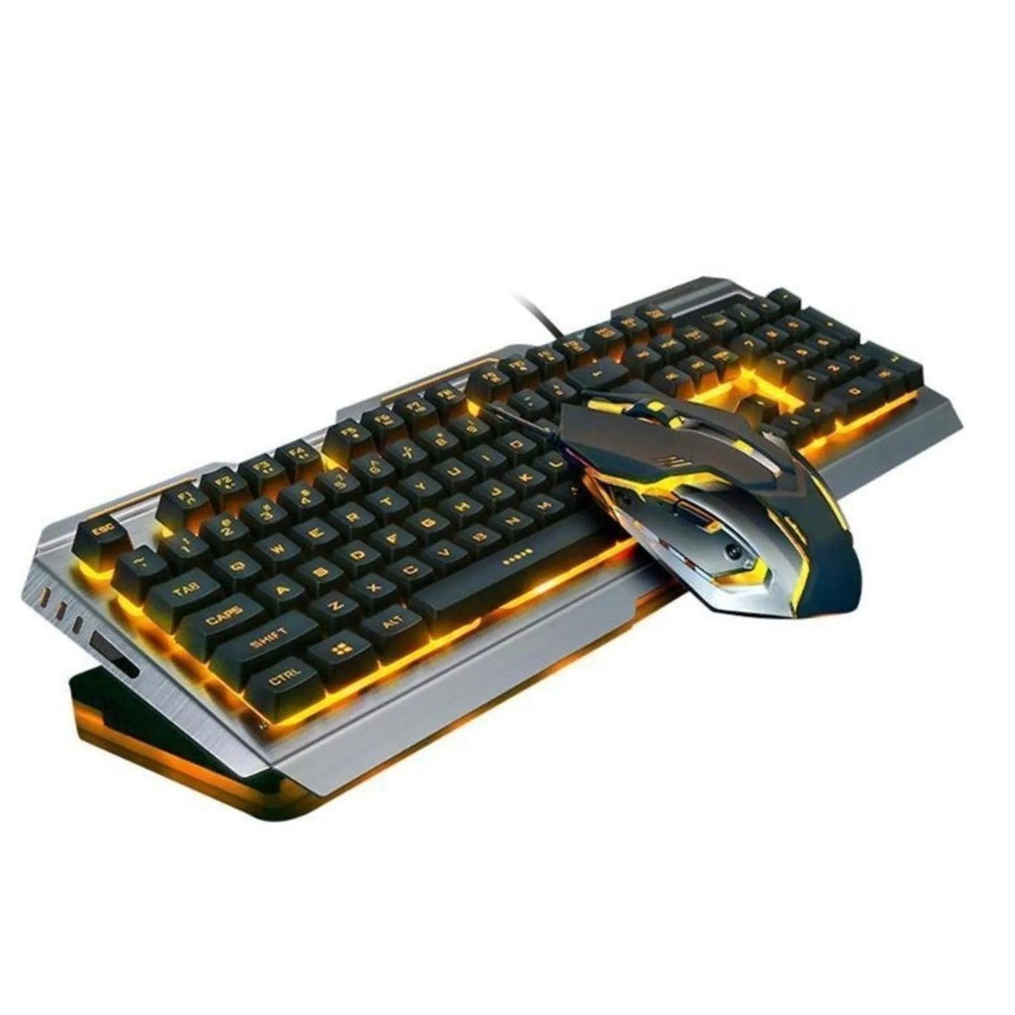 Ninja Dragons Tungsten Gold Metal Frame Gaming Keyboard and Mouse Set - petguardiansupplies