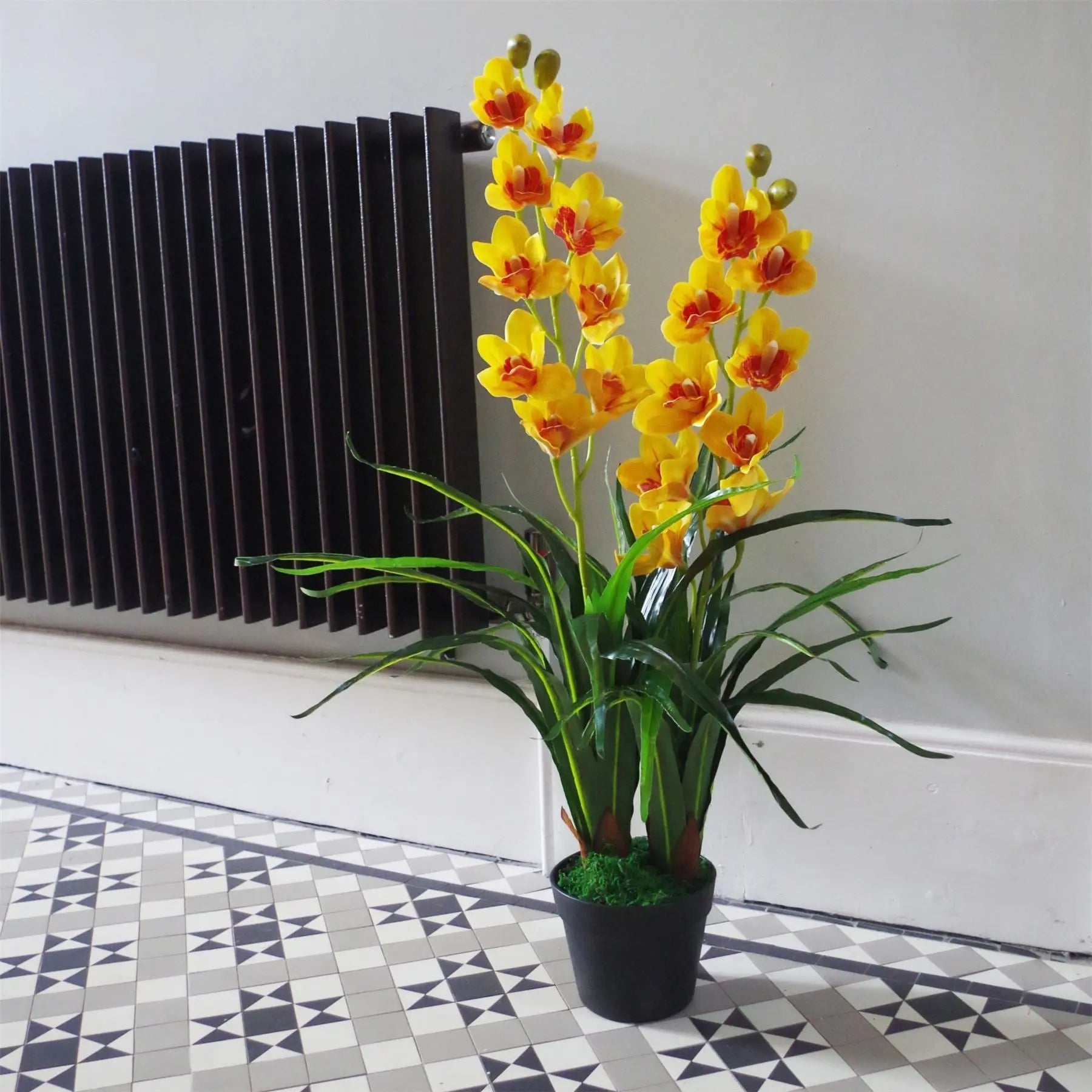 Large Orchid Plant Artificial Yellow Blossom Plant-2