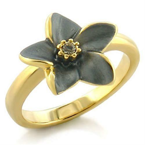 LO520 - Gold White Metal Ring with Top Grade Crystal in Black Diamond - petguardiansupplies