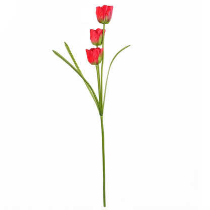 Pack of 6 x 80cm Artificial Tulip Red Stem-2