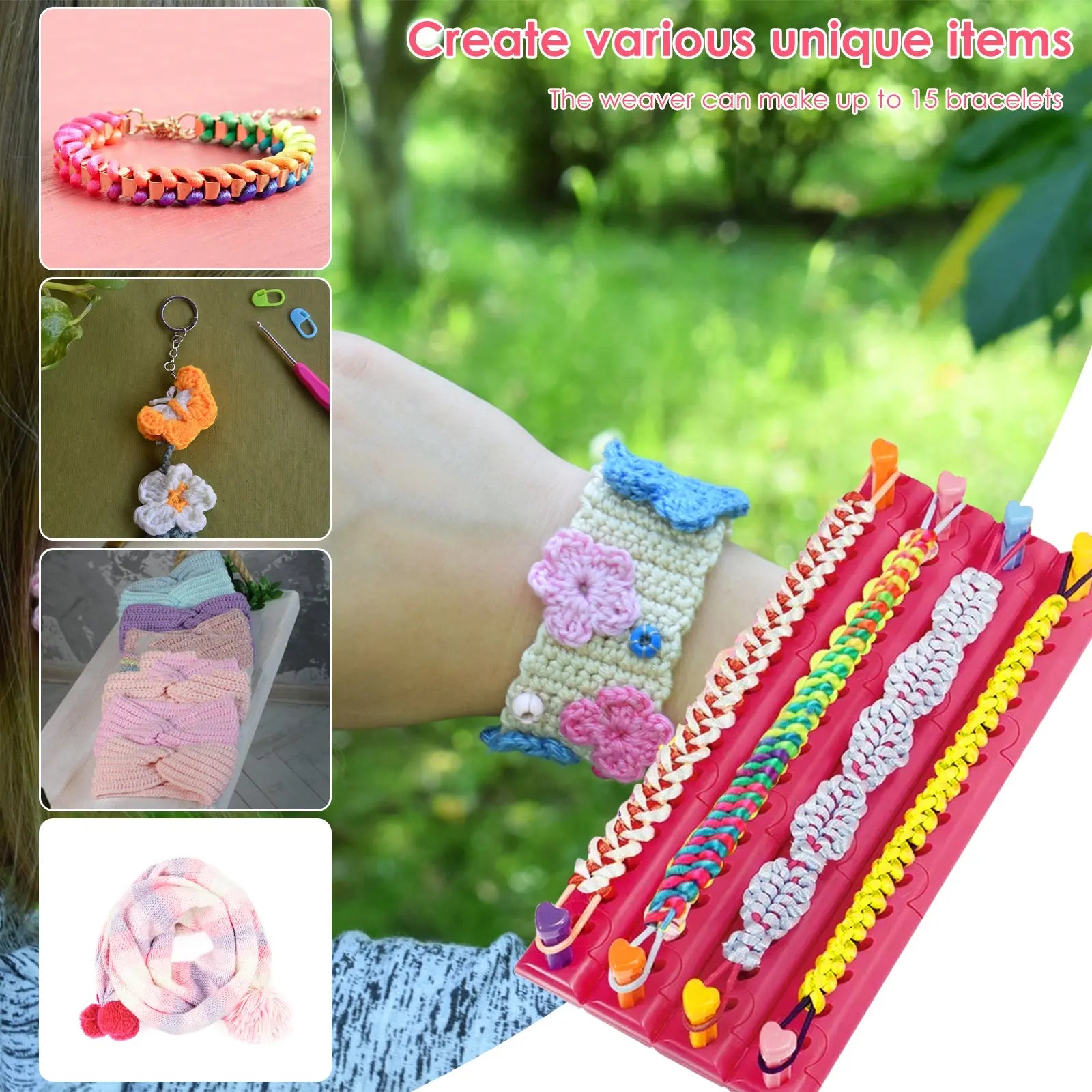 Bracelet Making Kit for Girls Colorful Elastic String Bracelet DIY Kit Lightweight DIY Thread Bracelet Kit Arts and Crafts Jewel - petguardiansupplies