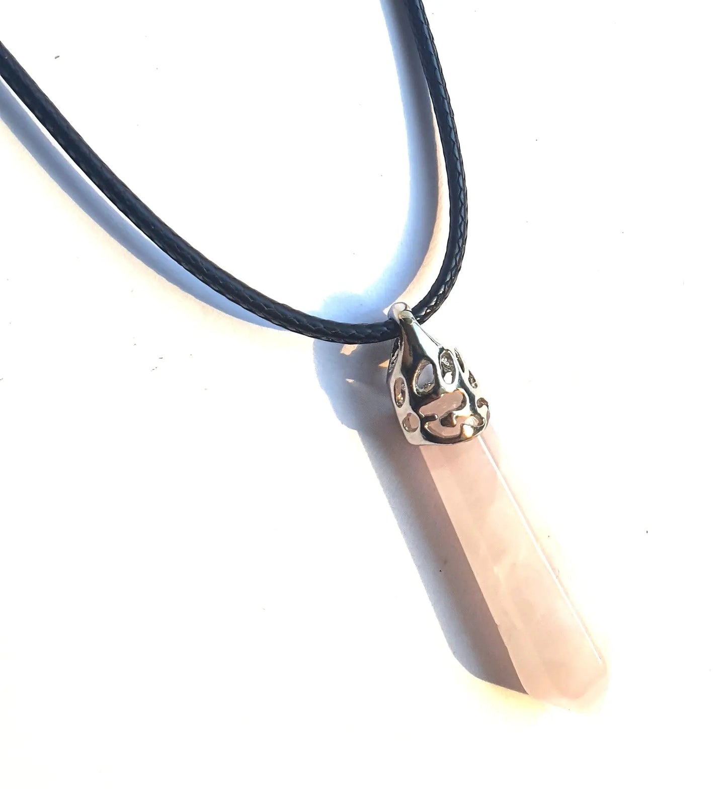 Crystal Point Pendant Necklace - Rose Quartz-0