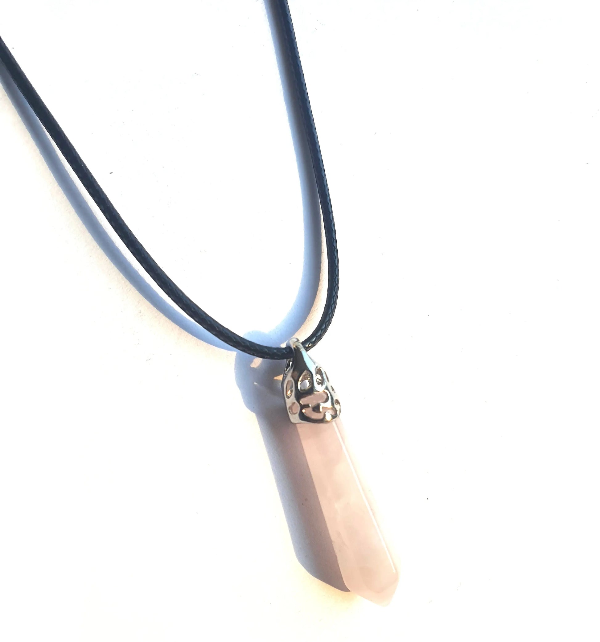 Crystal Point Pendant Necklace - Rose Quartz-1