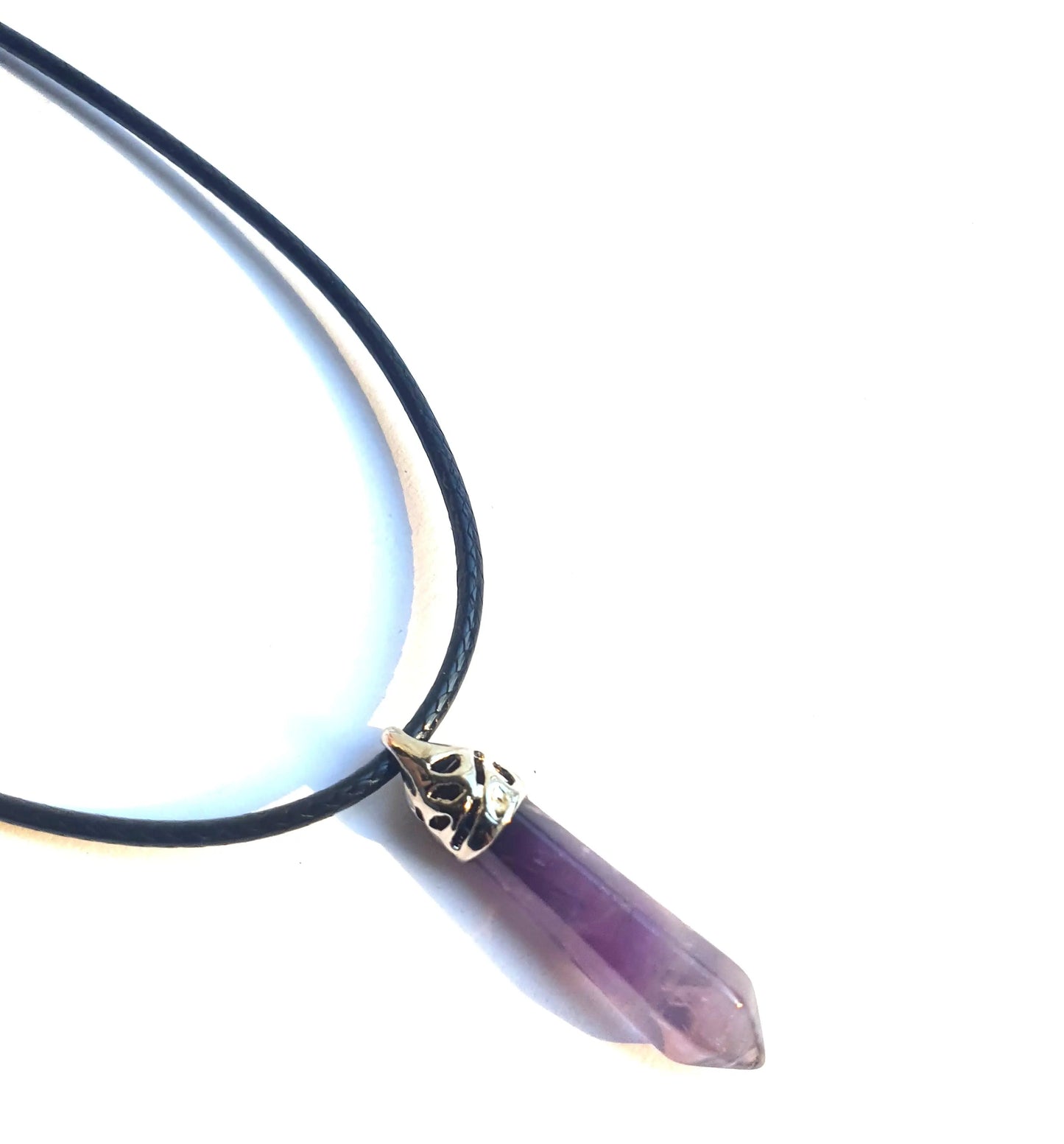 Crystal Point Pendant Necklace - Amethyst-4