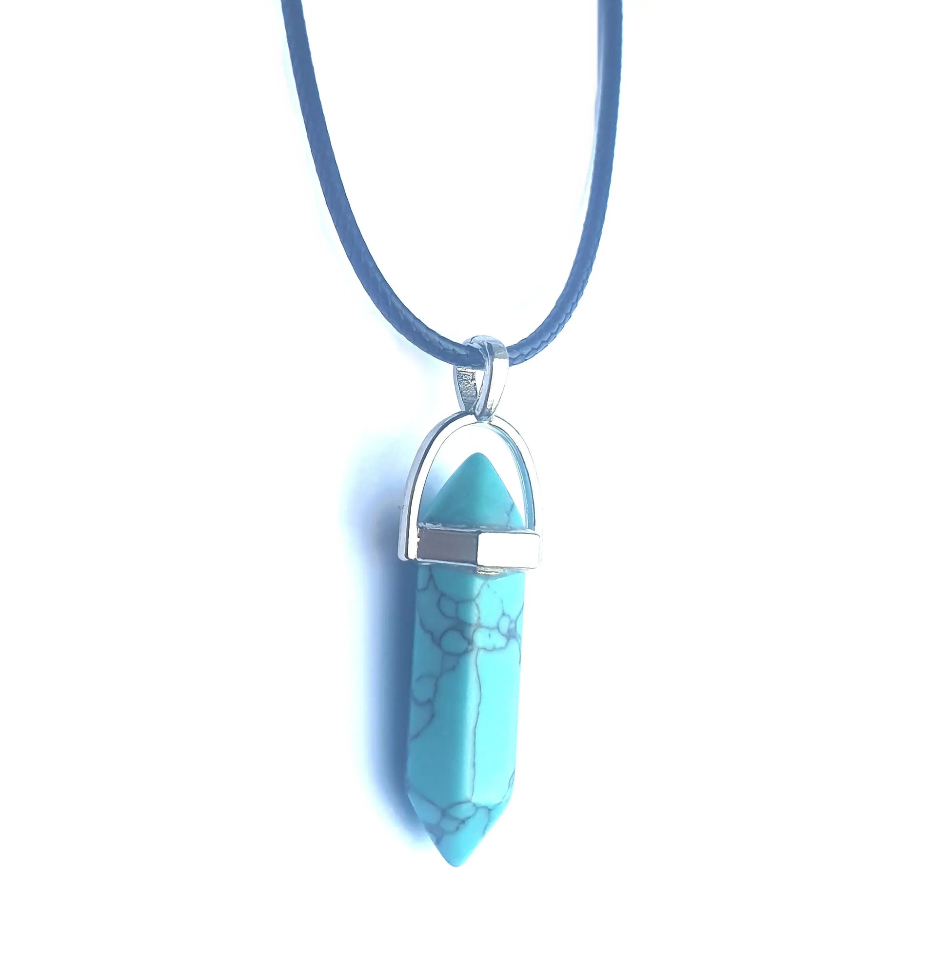 Crystal Pointed Pendant Necklace - Turquoise-0