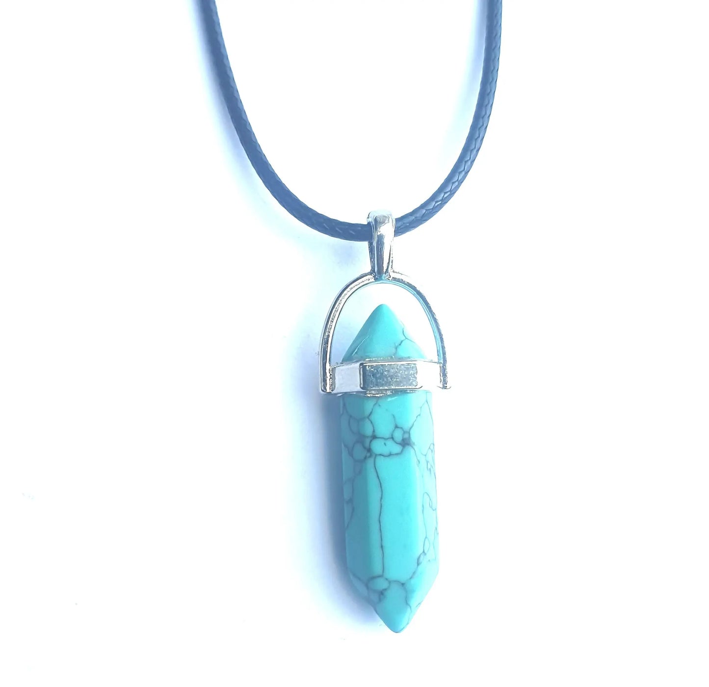 Crystal Pointed Pendant Necklace - Turquoise-1