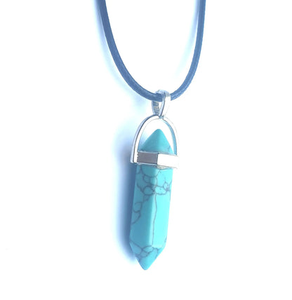 Crystal Pointed Pendant Necklace - Turquoise-2