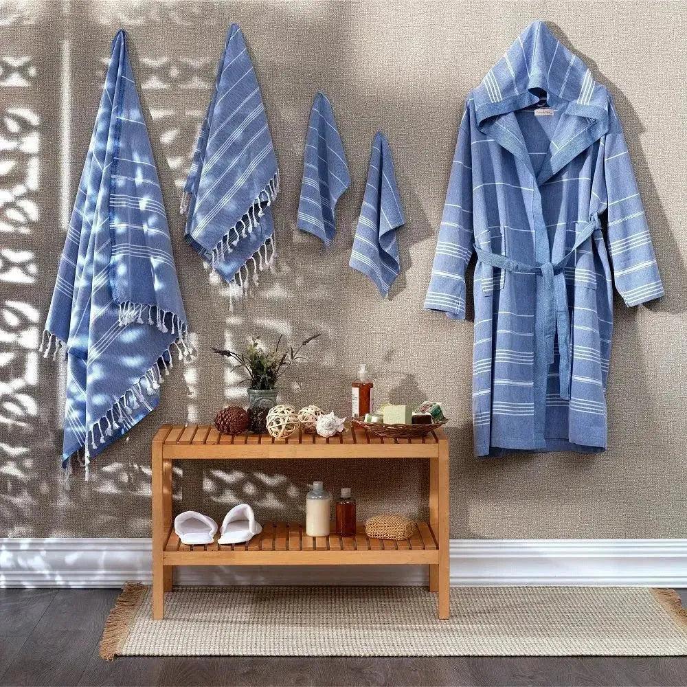 Marida Unisex Cotton Hammam Robe and Towel Set, 5 Pieces - petguardiansupplies