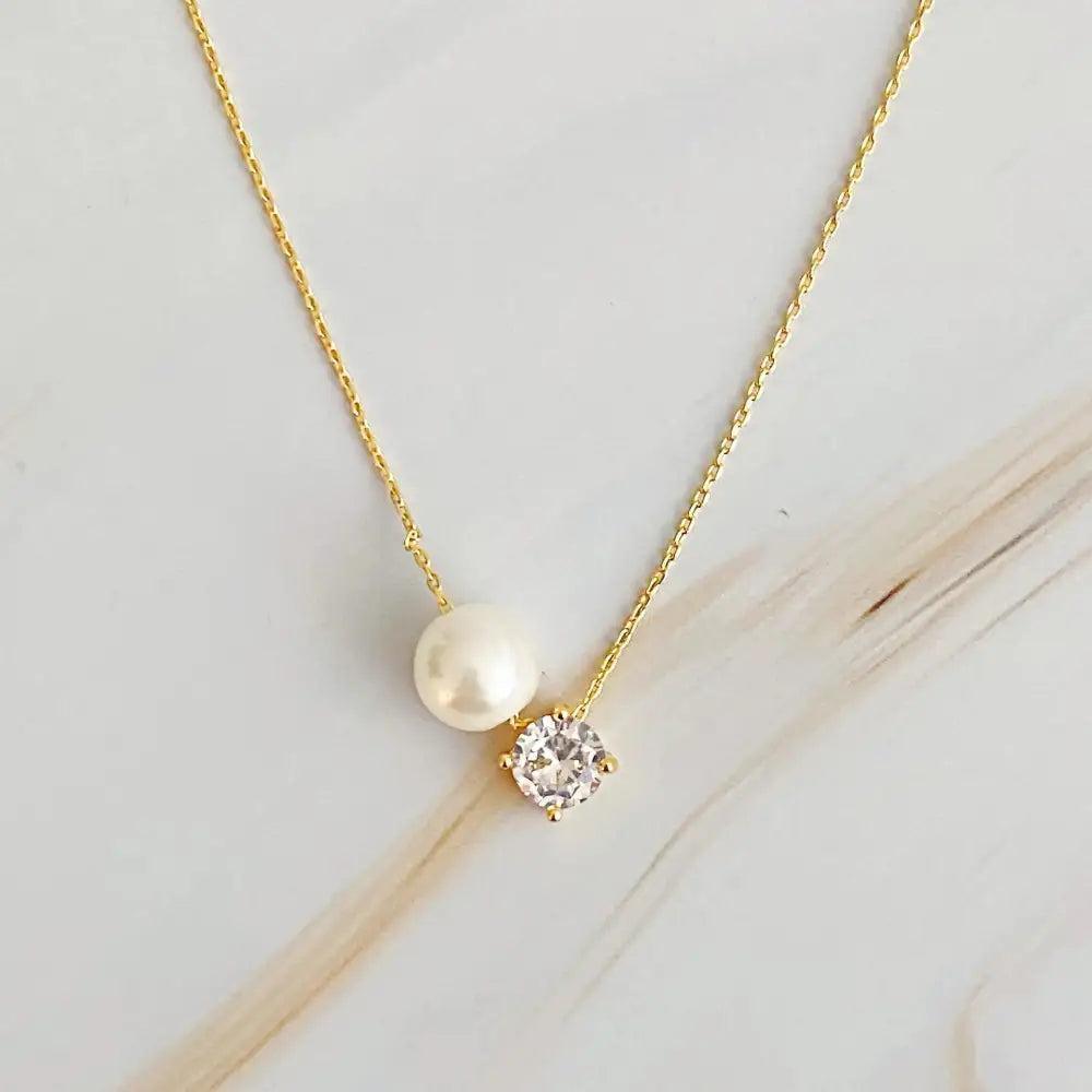 Single Pearl And Diamond Necklace - petguardiansupplies