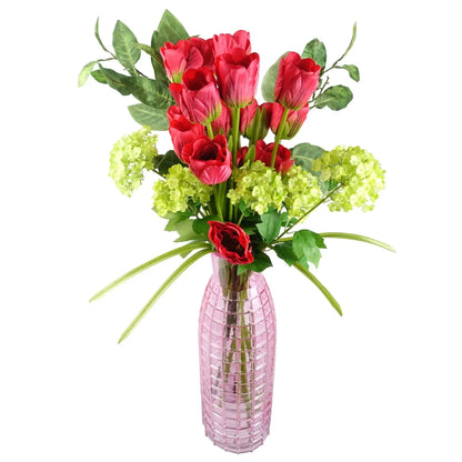 Pack of 6 x 80cm Artificial Tulip Red Stem-3