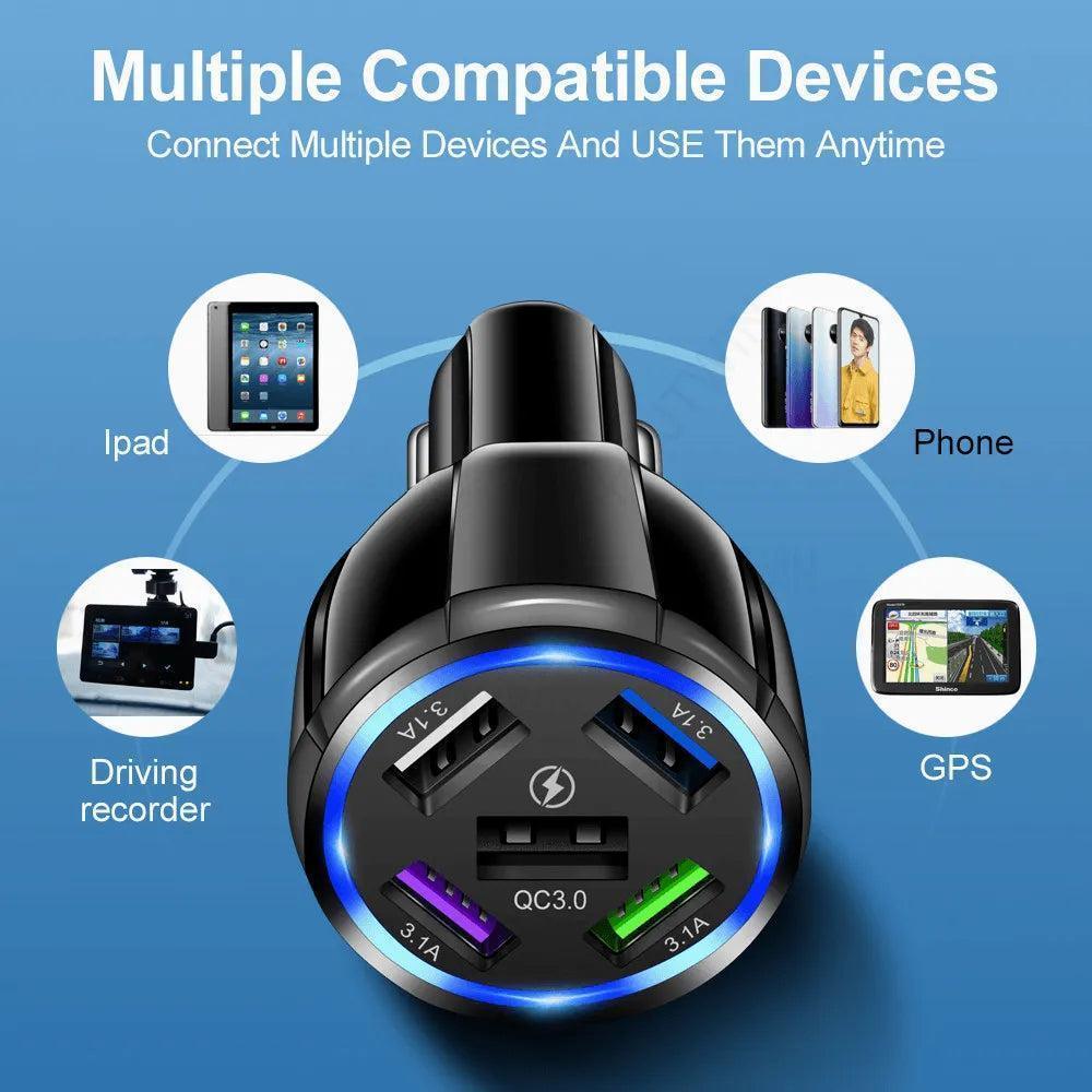 15W Quick Charge 5USB QC3.0 Car Charger - petguardiansupplies