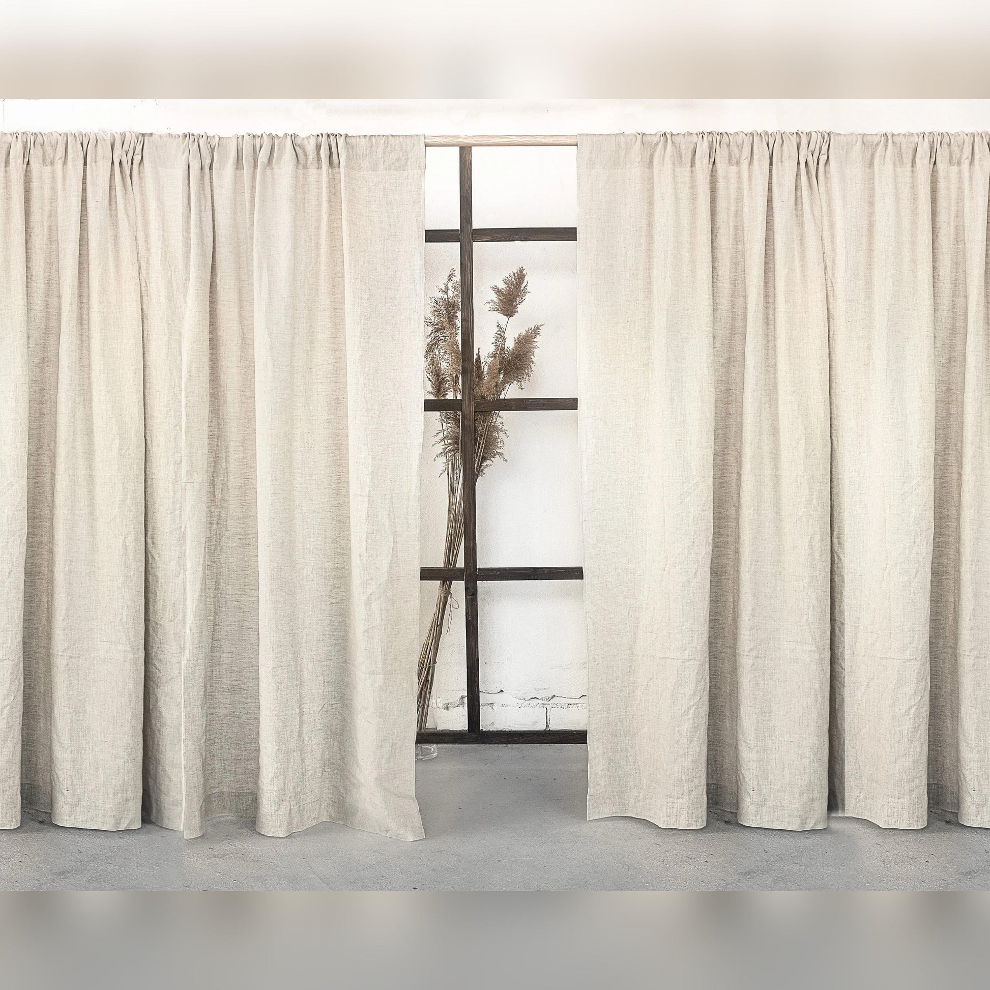 Grey linen curtain with rod pocket - petguardiansupplies