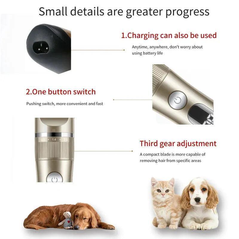 Professional Cat Dog Hair Clipper All Metal Rechargeable Pet Trimmer - petguardiansupplies