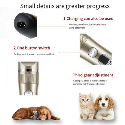 Professional Cat Dog Hair Clipper All Metal Rechargeable Pet Trimmer - petguardiansupplies