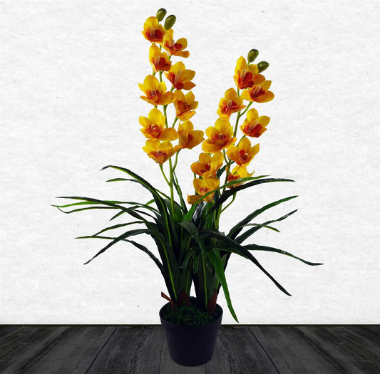 Large Orchid Plant Artificial Yellow Blossom Plant-0