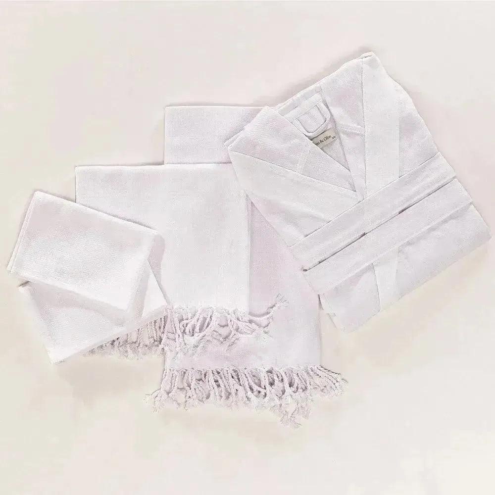 Marida Unisex Cotton Hammam Robe and Towel Set, 5 Pieces - petguardiansupplies