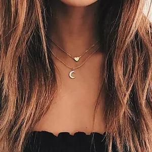 Moon and Heart Two Layer Necklace - petguardiansupplies