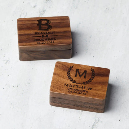 Custom Wood Cufflinks Box, Groomsmen Cufflinks, Monogram Cufflinks - petguardiansupplies