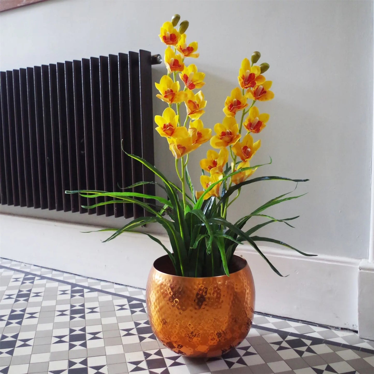 Large Orchid Plant Artificial Yellow Blossom Plant-3