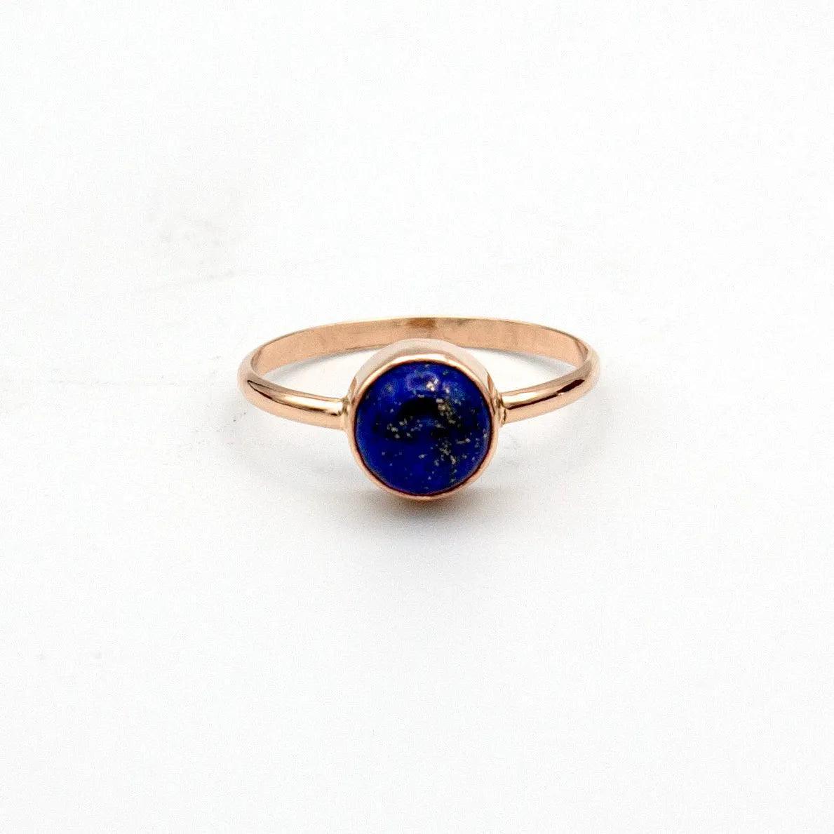 Lapis Lazuli Round Bezel 14k Gold Filled Ring - petguardiansupplies