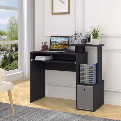 Computer Desk with Sliding Keyboard Tray Storage Drawer Shelf Home Office Workstation Black-1