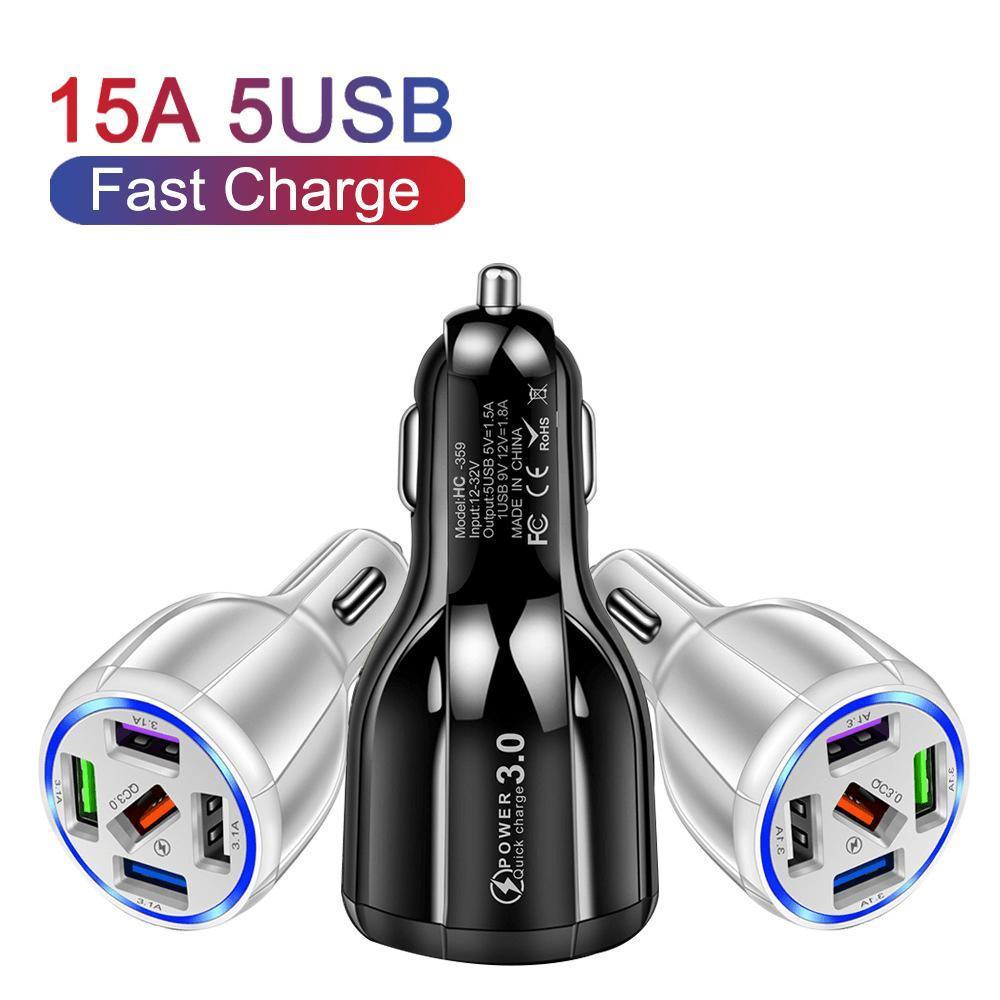 15W Quick Charge 5USB QC3.0 Car Charger - petguardiansupplies