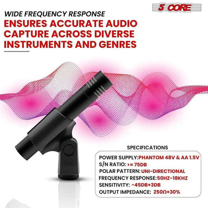 5 Core Dynamic Instrument Microphone Professional XLR Cardioid Uni - petguardiansupplies