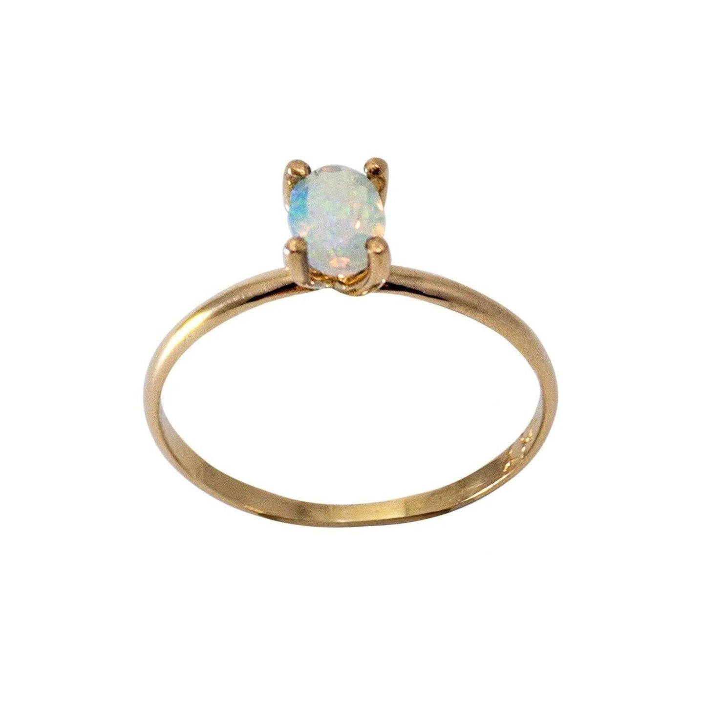 Ethiopian Opal Oval Solitaire 14k Gold Filled Ring - petguardiansupplies