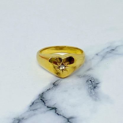 Sunburst Heart Signet Ring - petguardiansupplies