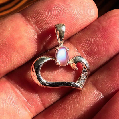 Moonstone Pendant, 925 Sterling Silver Necklace, Heart Pendant, oval - petguardiansupplies