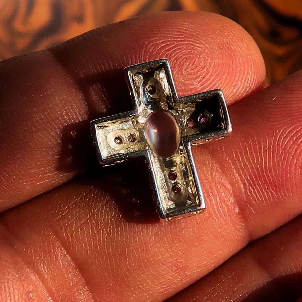 Moonstone Pendant, Sterling Silver pendant, Cross necklace, Crucifix - petguardiansupplies