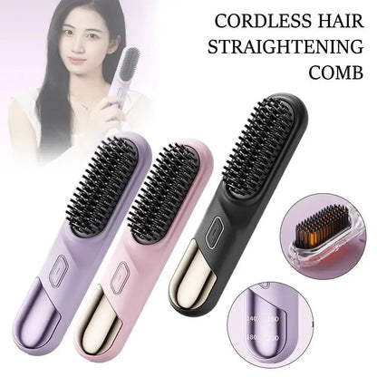 Cordless Wet & Dry Hair Straightener Brush-0