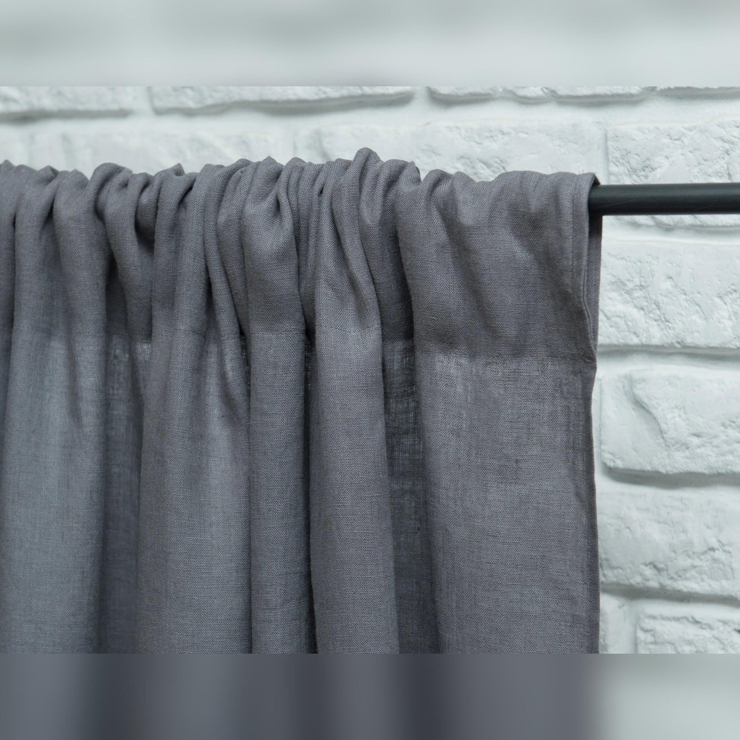 Grey linen curtain with rod pocket - petguardiansupplies