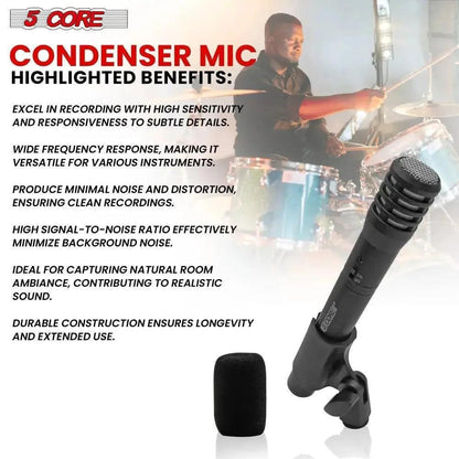 5 Core Dynamic Instrument Microphone Professional XLR Cardioid Uni - petguardiansupplies