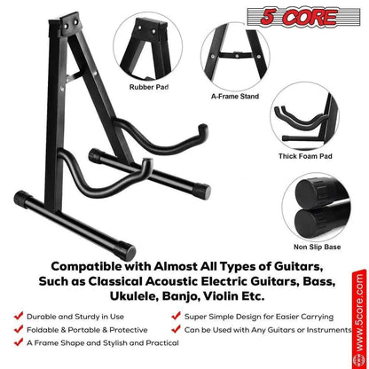 5 Core Guitar Stand - Adjustable Heavy Duty A Frame Universal - petguardiansupplies