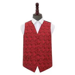 Black & Red Paisley Waistcoat - 40' - petguardiansupplies