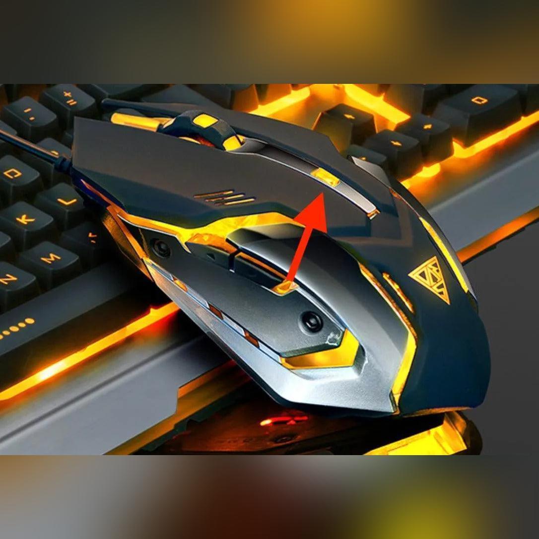 Ninja Dragons Tungsten Gold Metal Frame Gaming Keyboard and Mouse Set - petguardiansupplies