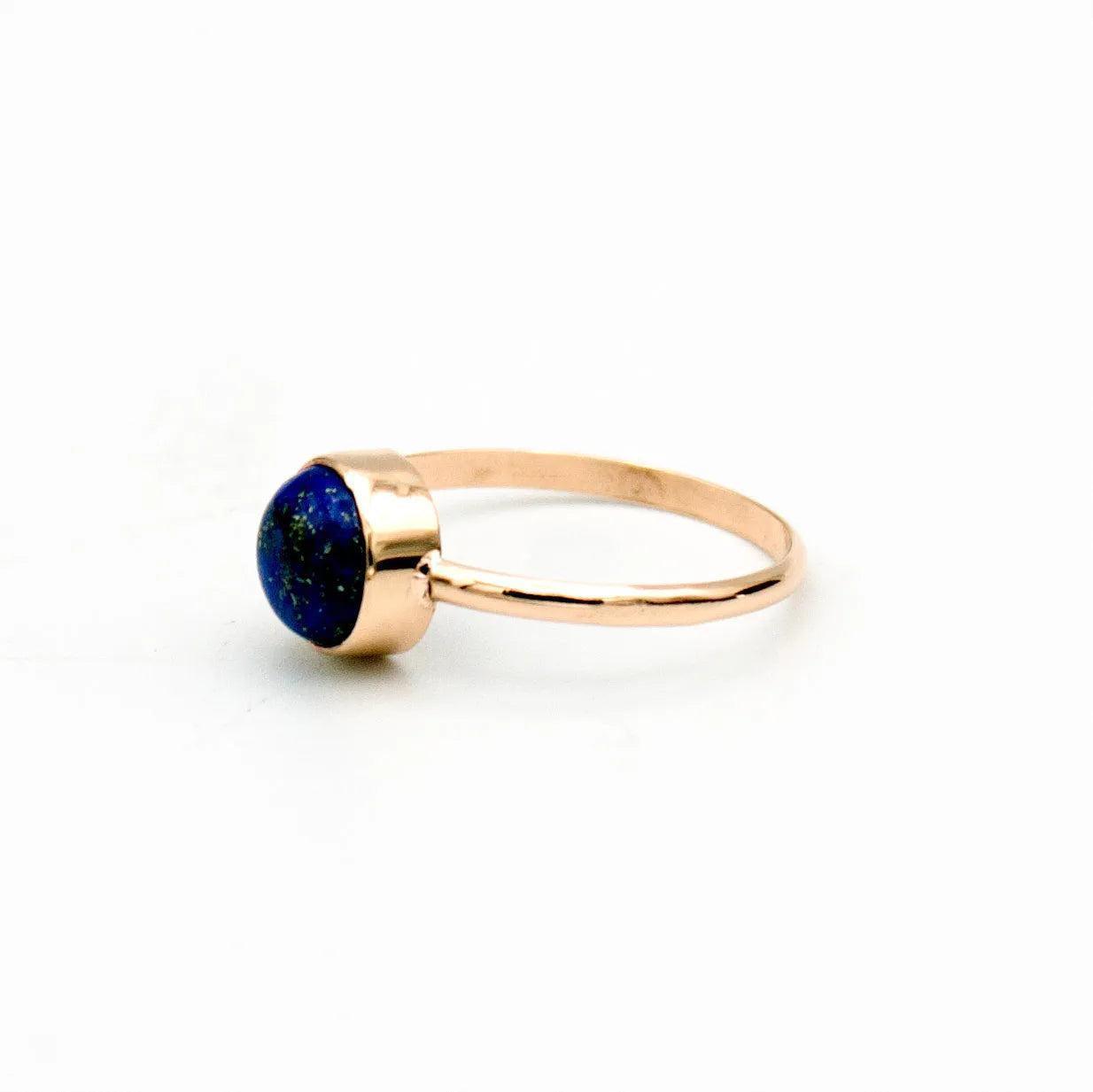 Lapis Lazuli Round Bezel 14k Gold Filled Ring - petguardiansupplies