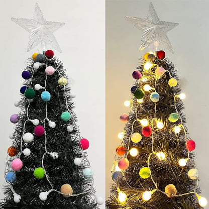 20LED Christmas Fairy Pompoms Balls String Lights Battery Powered Colorful Globe Garland Lights Garden Wedding Party Decoration - petguardiansupplies