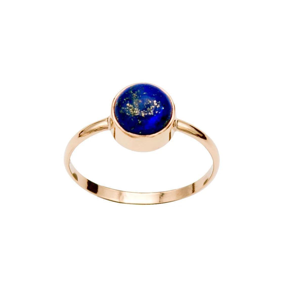 Lapis Lazuli Round Bezel 14k Gold Filled Ring - petguardiansupplies