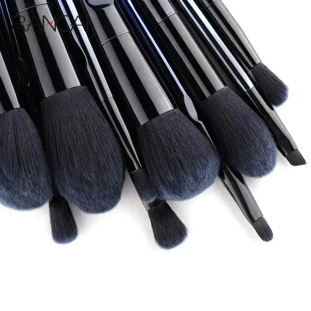 10 Pcs Makeup Brushes Navy Blue Premium Synthetic Hair Foundation - petguardiansupplies