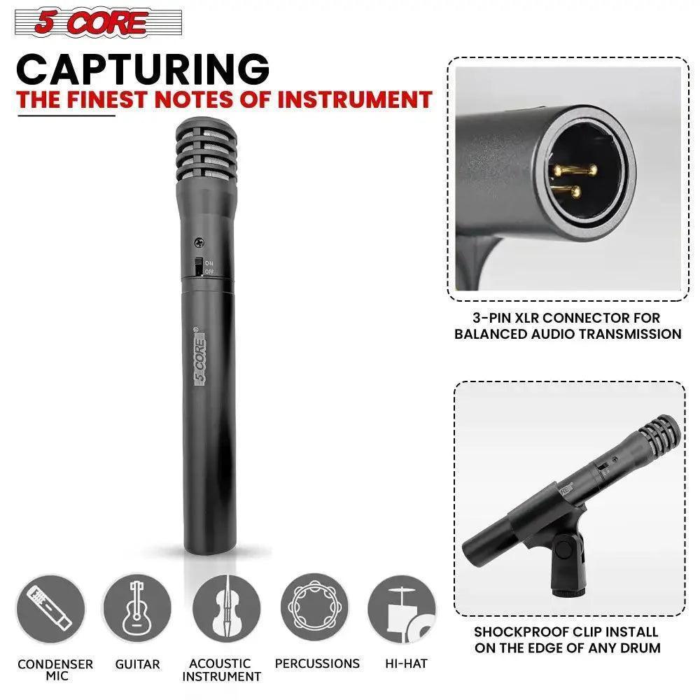 5 Core Dynamic Instrument Microphone Professional XLR Cardioid Uni - petguardiansupplies