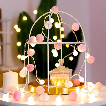 20LED Christmas Fairy Pompoms Balls String Lights Battery Powered Colorful Globe Garland Lights Garden Wedding Party Decoration - petguardiansupplies