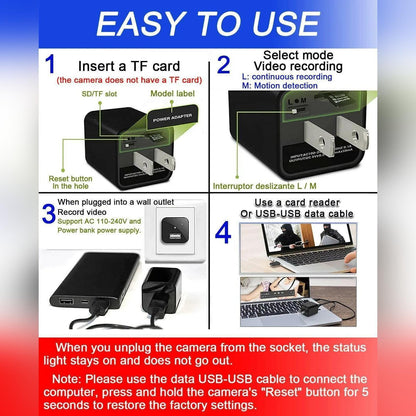 Hidden Camera HD 1080P USB Charger Home Security - petguardiansupplies