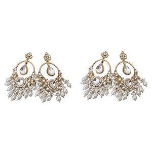 Plated Zircon Studded Drop Earrings PACK OF 2 (Color-WHITE&GOLDEN) - petguardiansupplies