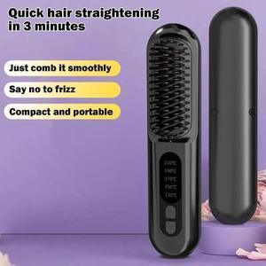 Straight hair comb Wireless Hair Straightener Brush with 5 Temp - petguardiansupplies